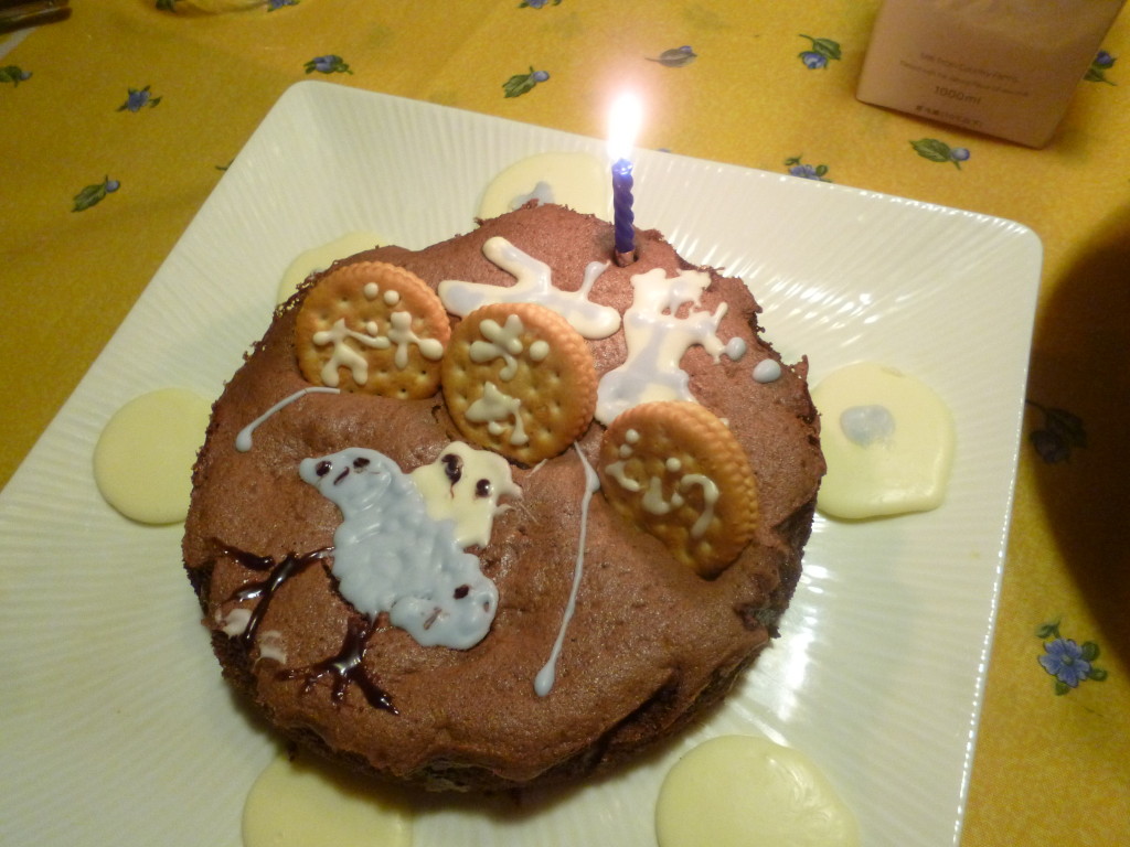 我が家の家族、「セキセイインコのみずちゃん」の誕生ケーキ